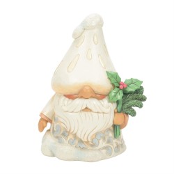 Jim Shore Heartwood Creek White Woodland Gnome Winter's Fun-Guy With Mushroom Hat Gnome Gnome Figurine Free Shipping 