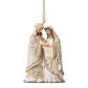 Jim Shore Heartwood Creek White Woodland Holy Family Ornament