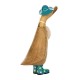 Pre Order DCUK Bamboo Hand Carved Teal Floral Hat With Boots Duck Figurine