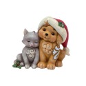 Jim Shore Heartwood Creek Mini Kitten With Puppy In Santa Hat Figurine