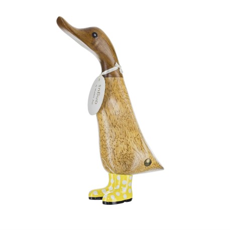 Enesco Gifts DCUK Bamboo Hand Carved Yellow Boots Duck Figurine Free Shipping Iveys Gifts And Decor