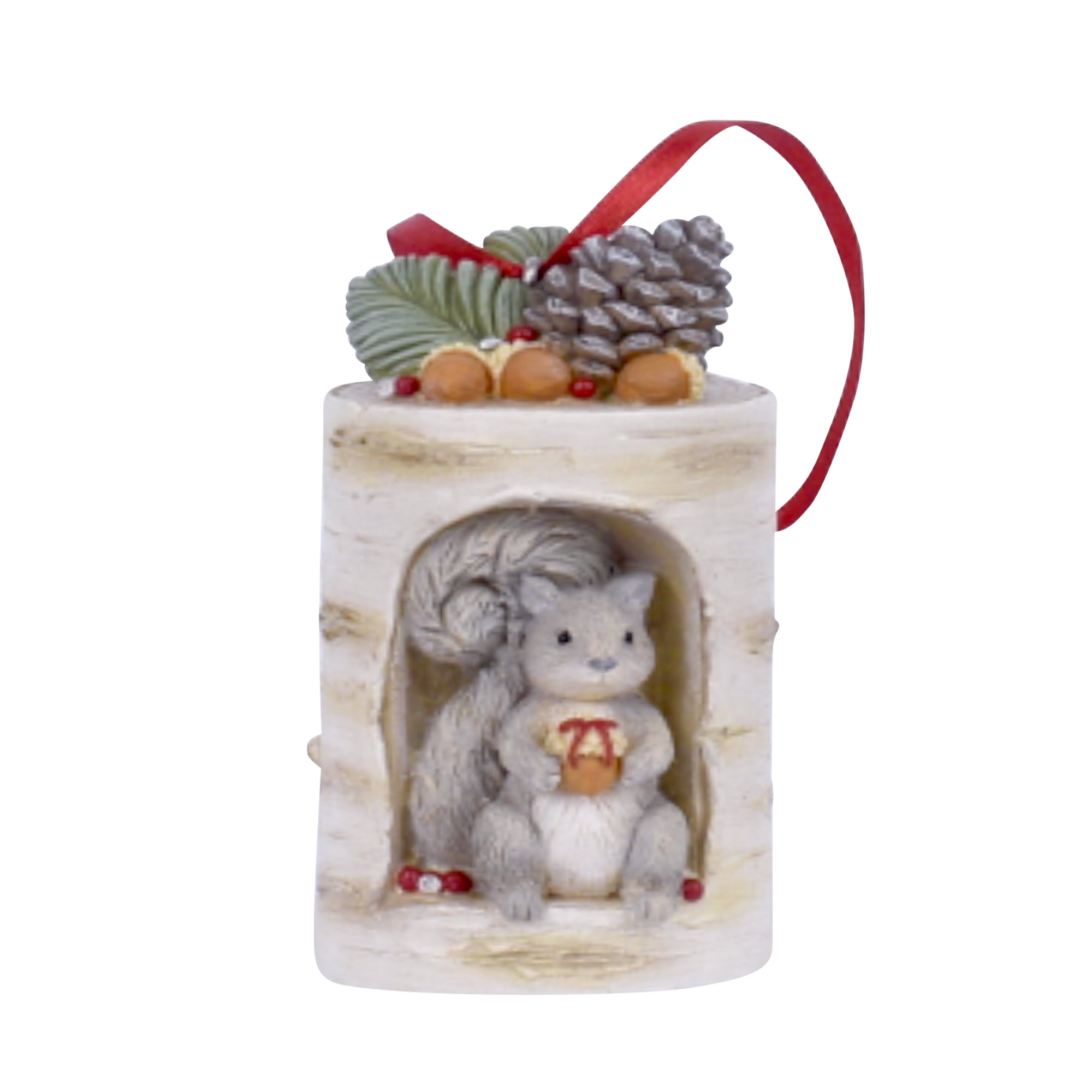 Enesco Gifts Karen Hahn Heart Of Christmas Woodland Squirrel Innside Of Log Ornament Free Shipping