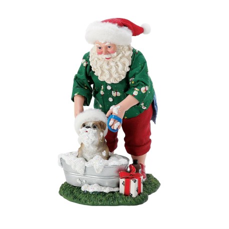 Dept 56 Possible Dreams Santa And His Pets Bulldog Bubble Bath Santa Figurine Free Shipping Iveys Gifts And Decor