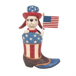 Enesco Gift Jim Shore Heartwood Creek Star Spangled Style Boot With Dog Holding Flag Figurine Free Shipping Iveys Gifts 