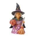 Jim Shore Heartwood Creek Mini Witch Holding Pumpkin Figurine