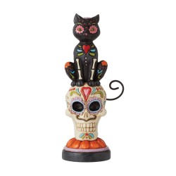 Enesco Gifts Jim Shore Heartwood Creek Day Of Dead Black Cat On Skull Figurine-Free Shipping Iveys Gifts And Decor