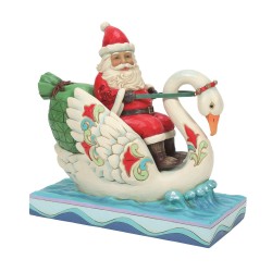 Jim Shore Heartwood Creek Grace And Goodwill Santa Riding A Swan Figurine