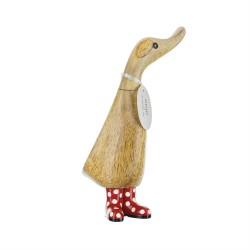 Pre Order DCUK Bamboo Hand Carved Dark Red Boots Duck Figurine