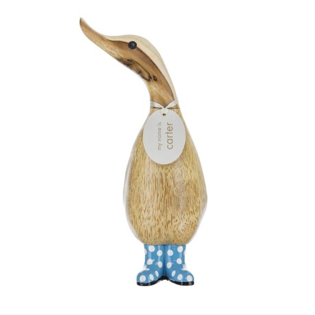 Enesco Gifts DCUK Bamboo Hand Carved Blue Boots Duck Figurine Free Shipping Iveys Gifts And Decor