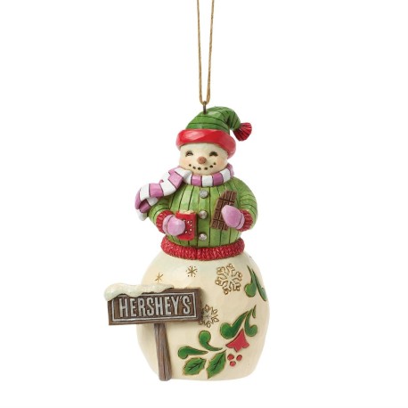 Enesco Gifts  Jim Shore Heartwood Creek Snowman With Hershey Sign Ornament Free Shipping Iveys Gifts And Decor