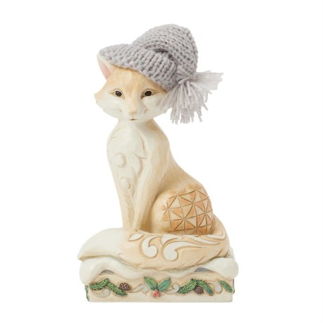 Jim Shore Heartwood Creek White Woodland Fox With Knit Hat Figurine Free Shipping Iveys Gifts And Decor