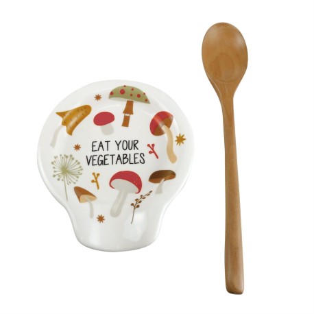 Enesco-Gifts-Our Name Is Mud Mushroom Spoonrest With Spoon Set Free Shipping Iveys Gifts And Decor