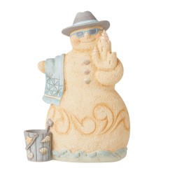 Jim Shore Coastal Christmas Let It Snow… Somewhere Else Coastal Snowman With Towel Figurne