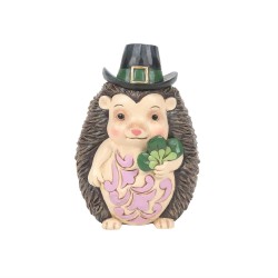 Jim Shore Heartwood Creek Mini Hedgehog Green Hat and Clover Figurine