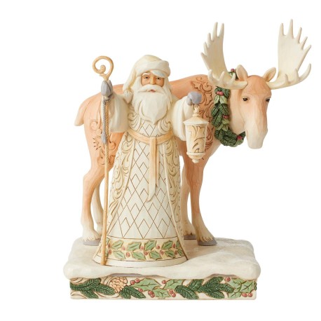 Enesco Gifts Jim Shore Heartwood Creek White Woodland Woodland Majesty Santa With Moose Figurine Free Shipping Iveys Gifts